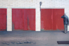 Near the garages.  Canvas, acrylic. 60 x 140 cm.  2012