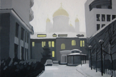 Вид на Храм Христа Спасителя из дворика. Москва 2005