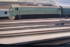 Lokomotive. Leinwand, Acryl. 90 x 115 cm. 2014
