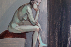 Nackte Margot.  Holz, Acryl. 50 x 40 cm.  2011