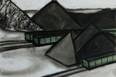 Kohle in Nachodka. Papier, schwarze Kreide. 2017