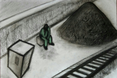 Geometrie des Seins. Papier, schwarze Sauce. 2017