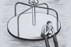 Rauchender. Papier, schwarze Sauce. 2020