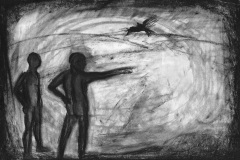 Im Heiligen Land. Papier, schwarze Kreide. 2017