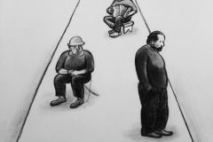 Quarantäne. Papier, schwarze Kreide. 2021