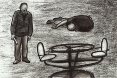 Karussell. Papier, schwarze Sauce. 2019