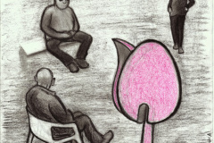 Rosa. Papier, schwarze Kreide. 2018