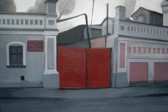 Straße mit roten Toren. 2011