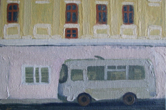 Автобус в Угличе. Холст, масло. 15 х 20 см. 2016.   Частная коллекция