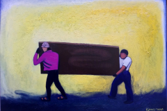 Двое с дверью (3). Холст, масло. 50 х 70 см. 2017